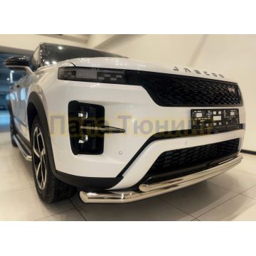 Защита переднего бампера двойная Папа Тюнинг d60/42 для JAECOO J7 2025- Рестайлинг