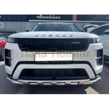 Защита переднего бампера двойная с перемычками Папа Тюнинг d60/42 для JAECOO J7 2025- Рестайлинг