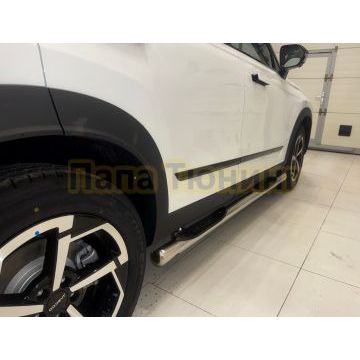 Пороги труба с проступью Папа Тюнинг d76 для JAECOO J7 2025- Рестайлинг