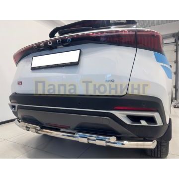 Защита заднего бампера двойная с перемычками d60/42 Папа Тюнинг для Omoda C5 2022-2024