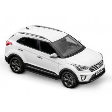 Пороги алюминиевые Slim Line Black для Hyundai Creta 2016-2021