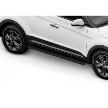 Пороги алюминиевые Slim Line Black для Hyundai Creta 2016-2021