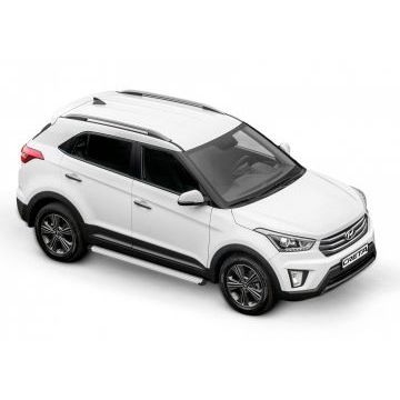 Пороги алюминиевые Slim Line Silver для Hyundai Creta 2016-2021