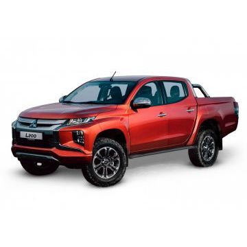 Пороги алюминиевые Slim Line Black для Mitsubishi L200/Fiat Fullback 2006-
