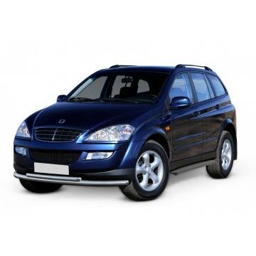 Пороги алюминиевые Slim Line Black для SsangYong Kyron 2007-2015