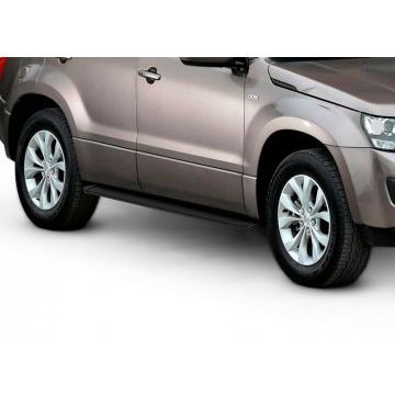 Пороги алюминиевые Slim Line Black на 5 дверей для Suzuki Grand Vitara 2005-2015