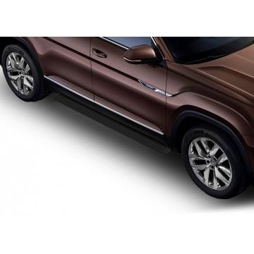 Пороги алюминиевые Slim Line Black для Volkswagen Teramont 2018-