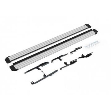 Пороги алюминиевые Slim Line Silver на 5 дверей для Suzuki Grand Vitara 2005-2015