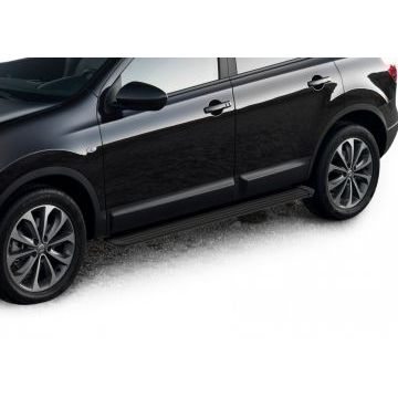 Пороги алюминиевые Slim Line Black для Nissan Qashqai/Qashqai +2/X-Trail T31 2007-2015