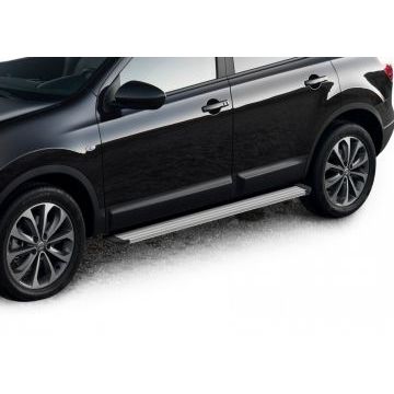 Пороги алюминиевые Slim Line Silver для Nissan Qashqai/Qashqai +2/X-Trail T31 2007-2015