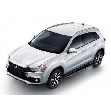 Пороги алюминиевые Slim Line Black для Mitsubishi ASX/Outlander/Peugeot 4007/4008/Citroen C 2006-