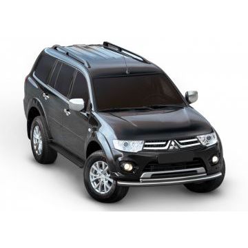 Пороги алюминиевые Slim Line Black для Mitsubishi Pajero Sport 2008-2016