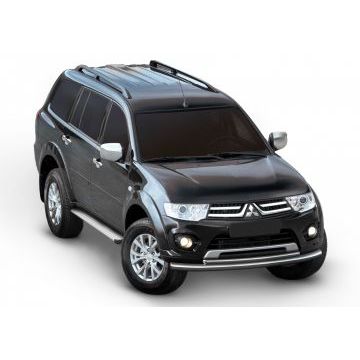 Пороги алюминиевые Slim Line Silver для Mitsubishi Pajero Sport 2008-2016