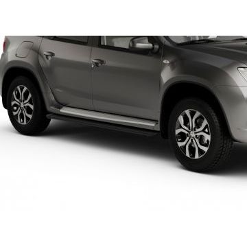 Пороги алюминиевые Slim Line Black для Nissan Terrano 2014-/Renault Duster 2011-/Renault Kaptur 2020-/Renault Arkana 2019-