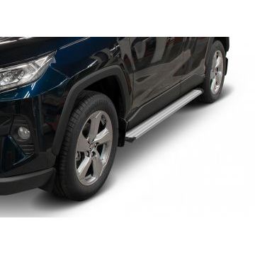 Пороги алюминиевые Slim Line Silver для Toyota Rav4 2019-