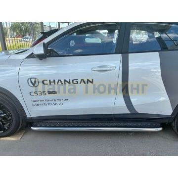Пороги с накладным листом Папа Тюнинг d53 для CHANGAN CS35 MAX 2025-