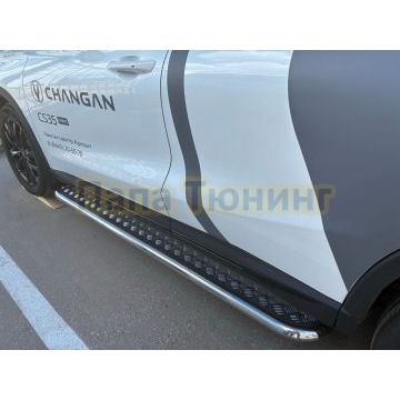 Пороги с накладным листом Папа Тюнинг d53 для CHANGAN CS35 MAX 2025-