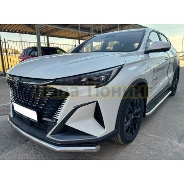 Пороги с накладным листом Папа Тюнинг d53 для CHANGAN CS35 MAX 2025-