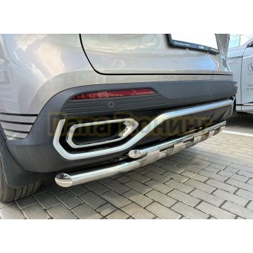 Защита заднего бампера  двойная с перемычками Папа Тюнинг d60/42 для CHANGAN UNI-S 2026-