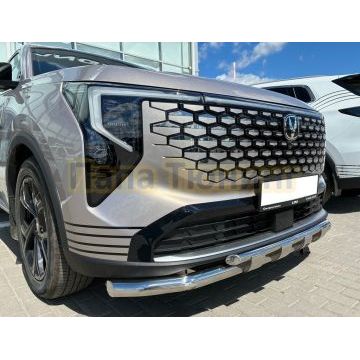 Защита переднего бампера двойная с перемычками Папа Тюнинг d60/42 для CHANGAN UNI-S 2026-