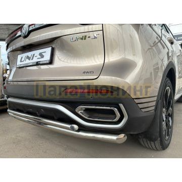 Защита заднего бампера двойная Папа Тюнинг d60/42 для CHANGAN UNI-S 2026-