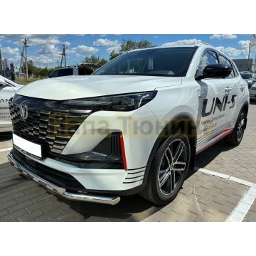 Защита переднего бампера двойная с перемычками Папа Тюнинг d60/42 для CHANGAN UNI-S 2023-2026