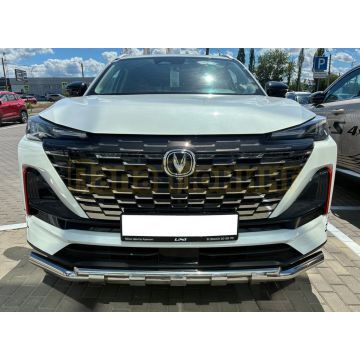 Защита переднего бампера двойная с перемычками Папа Тюнинг d60/42 для CHANGAN UNI-S 2023-2026
