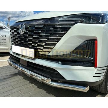 Защита переднего бампера двойная с перемычками Папа Тюнинг d60/42 для CHANGAN UNI-S 2023-2026
