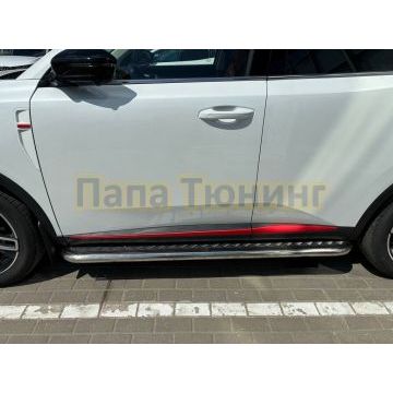 Пороги с накладным листом Папа Тюнинг d53 для CHANGAN UNI-S 2023-2026