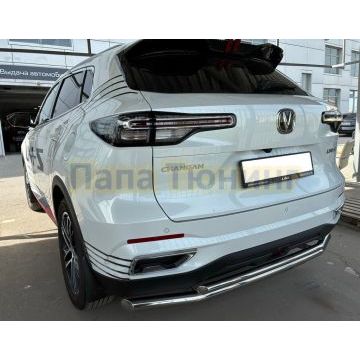 Защита заднего бампера двойная Папа Тюнинг d60/42 для CHANGAN UNI-S 2023-2026