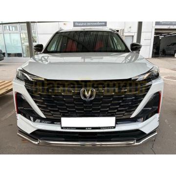 Защита переднего бампера двойная Папа Тюнинг d60/42 для CHANGAN UNI-S 2023-2026