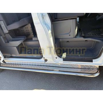 Пороги с накладным листом Папа Тюнинг d53 для ГАЗель Соболь NN 4х4 2023- (полноприводный)