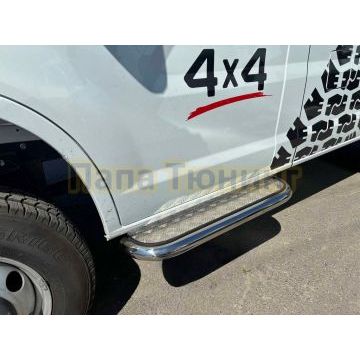 Пороги с накладным листом Папа Тюнинг d53 для ГАЗель Соболь NN 4х4 2023- (полноприводный)