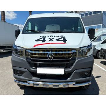 Защита переднего бампера с перемычками Папа Тюнинг d60/42 для ГАЗель Соболь NN 4х4 2023- (полноприводный)