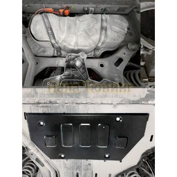 Защита топливного бака + комплект крепежа, АвтоБРОНЯ, Сталь,Aito M5;2024-;EV;RWD;-