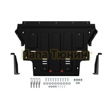 Защита картера + комплект крепежа, АвтоБРОНЯ, Сталь,Geely EX5 EM-i;2025-;1,5 PHEV;FWD;-