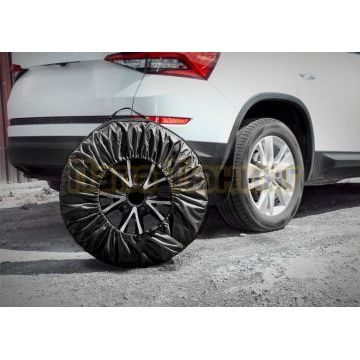 Чехлы для хранения автомобильных колес, 4 штуки, размер от 15” до 20”, цвет черный/черный (широкие)
