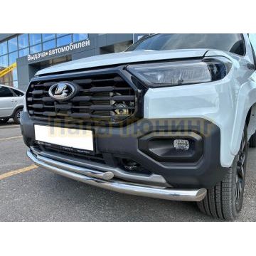 Защита переднего бампера двойная Папа Тюнинг d60/42 для Niva Travel 2025-