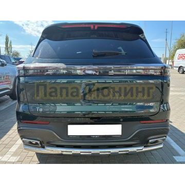 Защита заднего бампера двойная с перемычками Папа Тюнинг d60/42 для Tenet T8 2025-