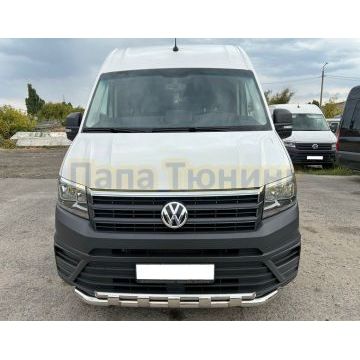 Защита переднего бампера двойная с перемычками Папа Тюнинг d60/42 для Volkswagen Crafter 2017-
