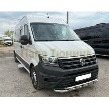 Защита переднего бампера двойная с перемычками Папа Тюнинг d60/42 для Volkswagen Crafter 2017-