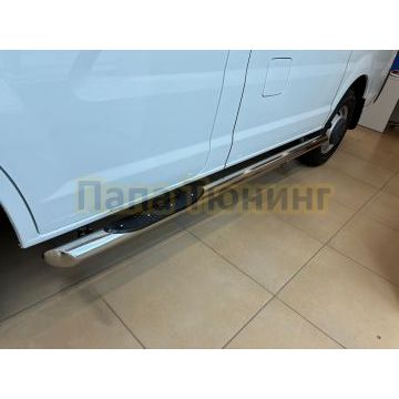 Пороги труба с проступью Папа Тюнинг d76 для ГАЗель Соболь NN 2022-