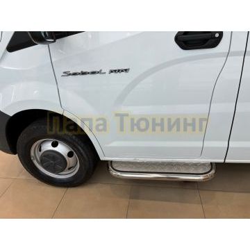 Пороги с накладным листом Папа Тюнинг d53 для ГАЗель Соболь NN 2022-