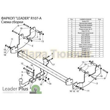 Фаркоп Лидер-Плюс для Renault Sandero 2009-2013