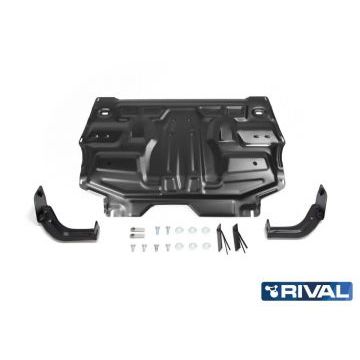 Защита картера + КПП Rival сталь 2 мм для Volkswagen Polo Sedan, V - 1.6 (85л.с., 90л.с., 105л.с., 110л.с.); 1.4 (125л.с.) 2010-