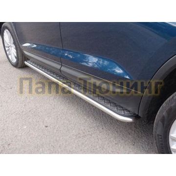 Пороги с площадкой алюминиевый лист 42 мм ТСС для Skoda Kodiaq 2018- Пороги с площадкой алюминиевый лист 42 мм ТСС для Skoda Kodiaq 2018-