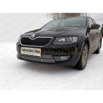 Накладка решётки радиатора 12 мм ТСС для Skoda Octavia A7 2013-