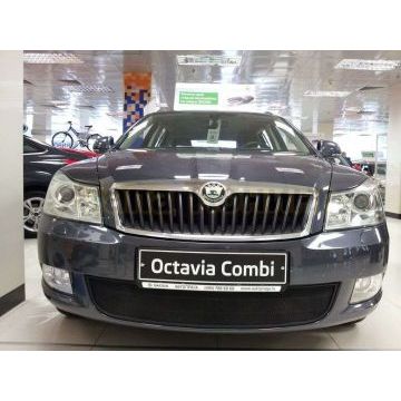 Защита радиатора черная РусСталь для Skoda Octavia A5 2008-2013 Защита радиатора черная РусСталь для Skoda Octavia A5 2008-2013