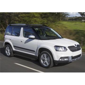 Пороги алюминиевые Rival Black Start для Skoda Yeti 2009-