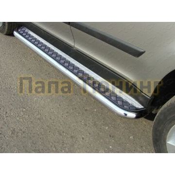 Пороги с площадкой алюминиевый лист 60 мм ТСС для Skoda Yeti 2014- Пороги с площадкой алюминиевый лист 60 мм ТСС для Skoda Yeti 2014-